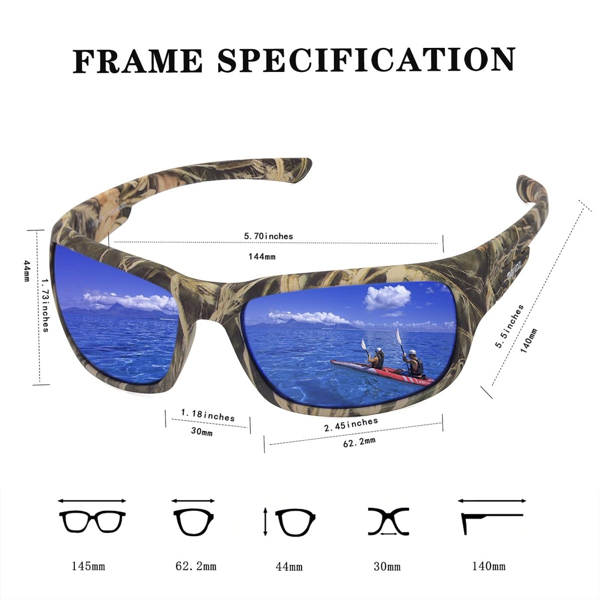 maivnz Floating Polarized Fishing Sunglasses for Men Surfing Kayaking UV400  Protection Unsinkable Water Sport Sun Glasses Black Frame Blue Revo